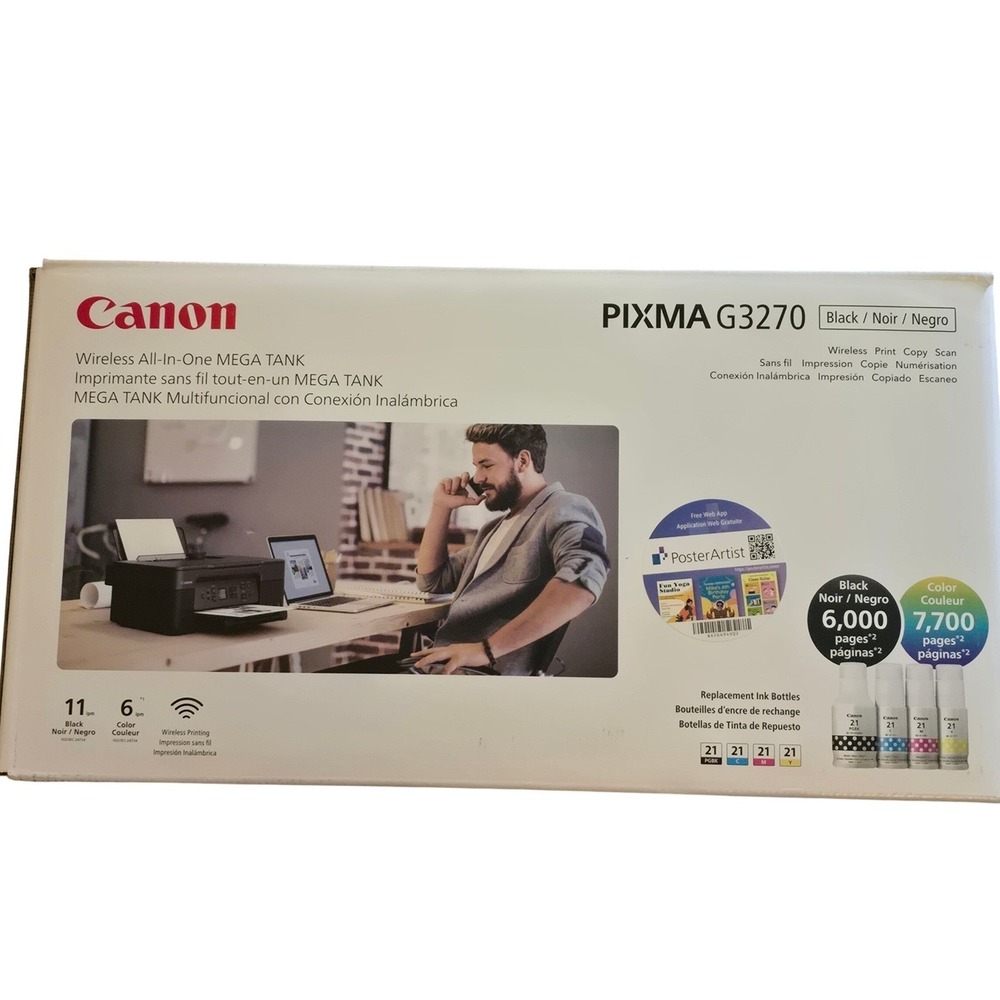 Canon PIXMA G3270 Wireless All-in-One MegaTank Printer Black 5805C002
